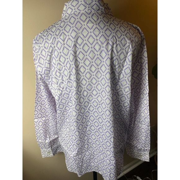 Blair Purple & White Tribal Aztec Geometric Fitted Button Down Blouse Medium NEW - Picture 5 of 8
